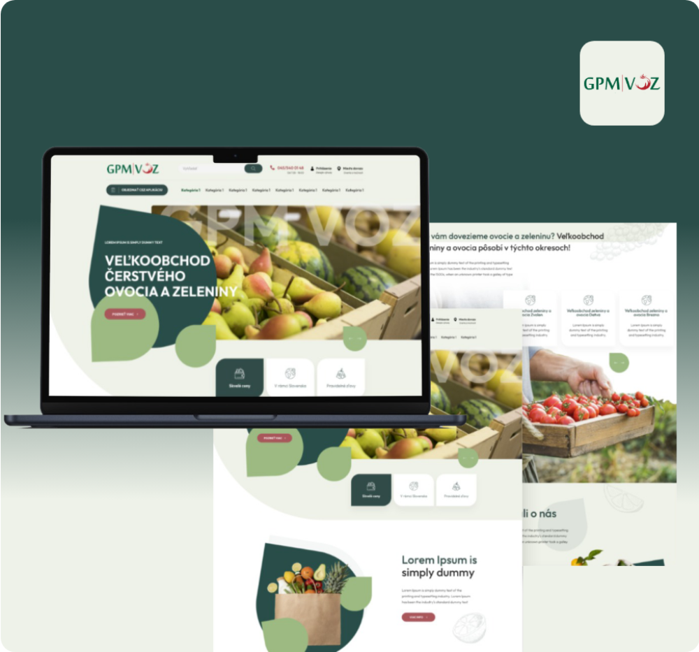 Tvorba moderného webu na mieru pre Veľkoobchod ovocia a zeleniny GPMVOZ