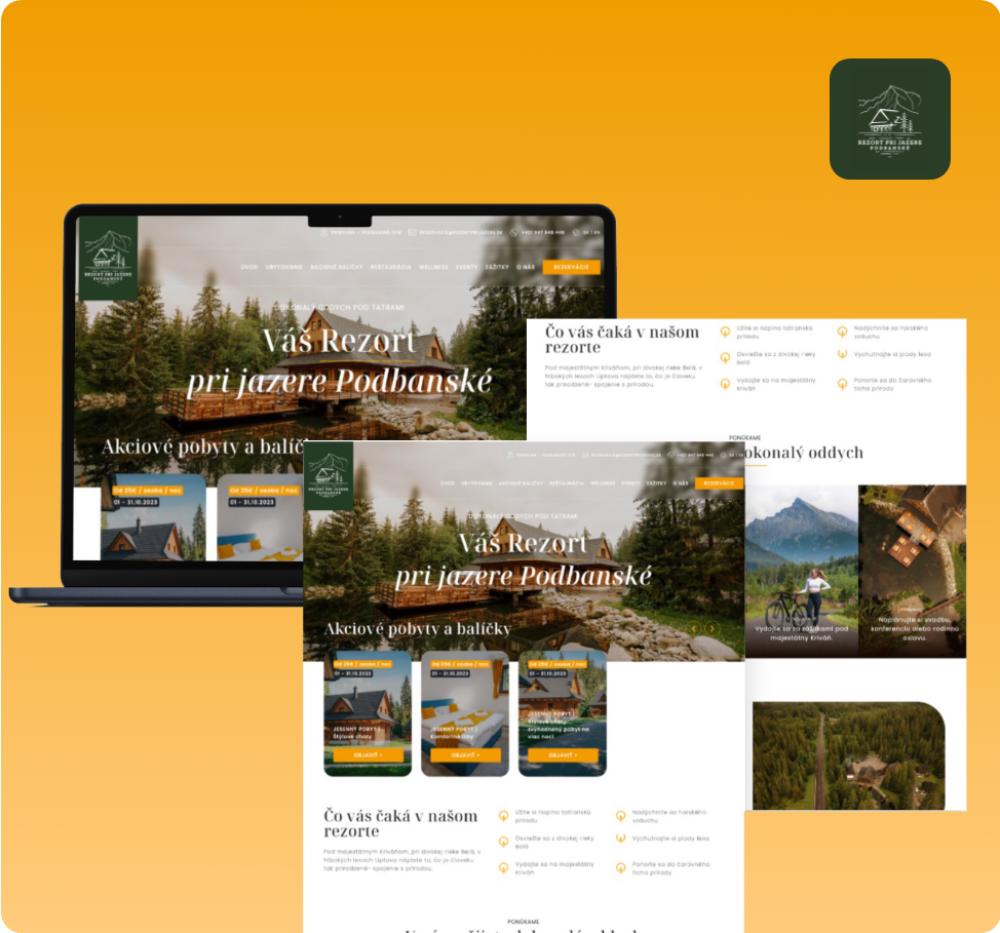 Tvorba webových stránok na mieru s PWA aplikáciou pre nádherný Rezort pri jazere Podbanské